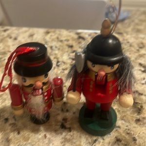 Miniature nutcracker ornaments 3 inches.  Set of 2.